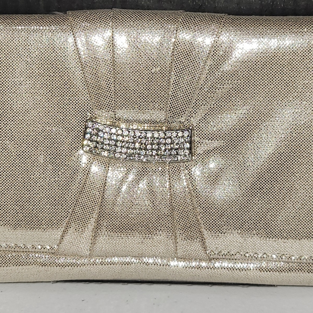 Champagne Gold Clutch with Rhinestone Embellishment